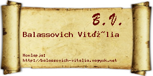 Balassovich Vitália névjegykártya